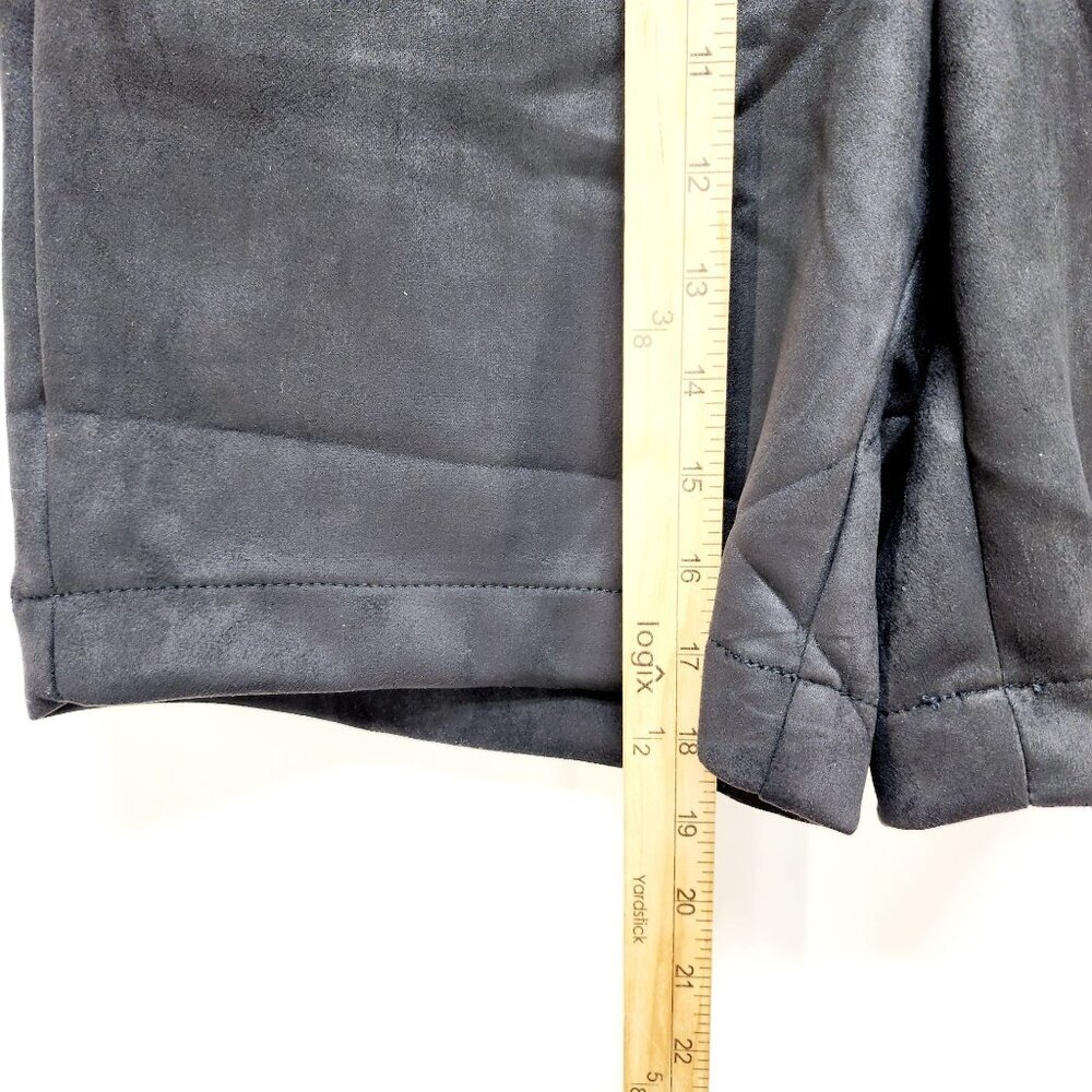 Women's NWT Faux Suede Shorts size S Solid Black Midi Extreme High Rise - Picture 7 of 9